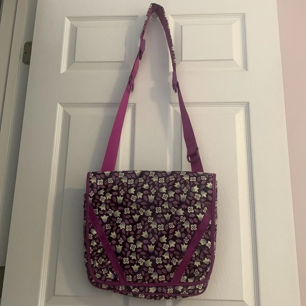 Vera Bradley Frills Plum Petals Messenger Bag - Picture 5 of 10